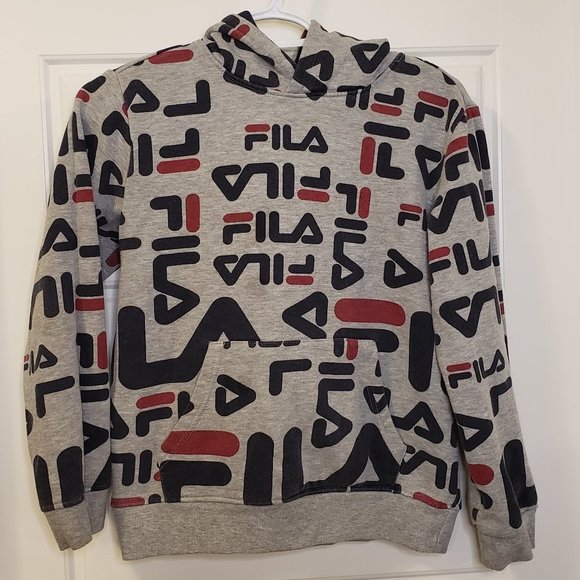 Fila Boy's Navy Red Heather Grey FILA Hoodie Sweatshirt - Size: L or 10/12 - Picture 8 of 8